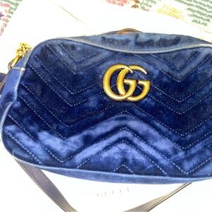 Gucci Blue Velvet Shoulder Bag